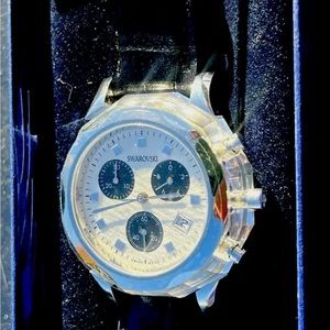 Men's Chronograph watch SWAROVSKI Crystal NEW in BOX $425 New Battery MINT
